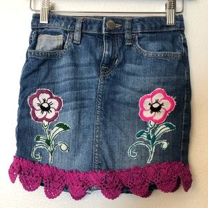 Girls Denim Jeans Skirt With Beautiful Embroidery